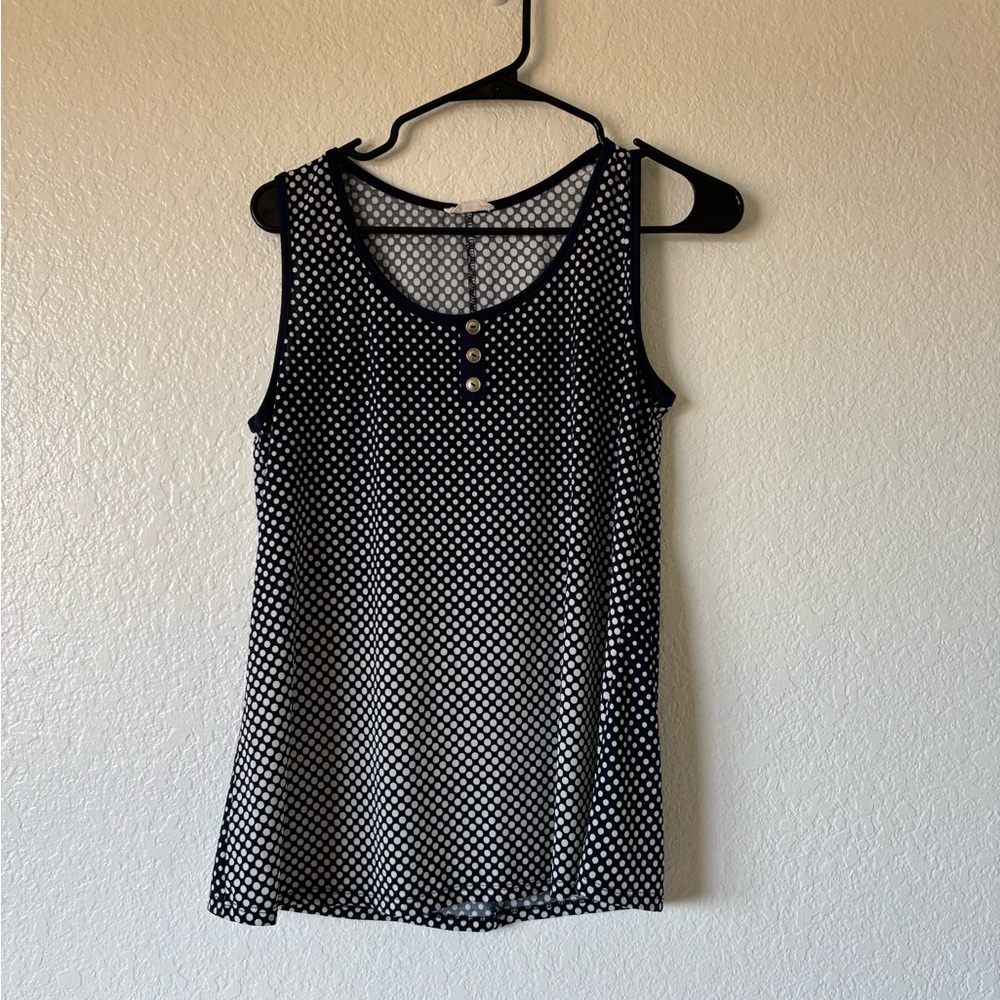 Elegant Black and White Polka Dot Tank Top #057